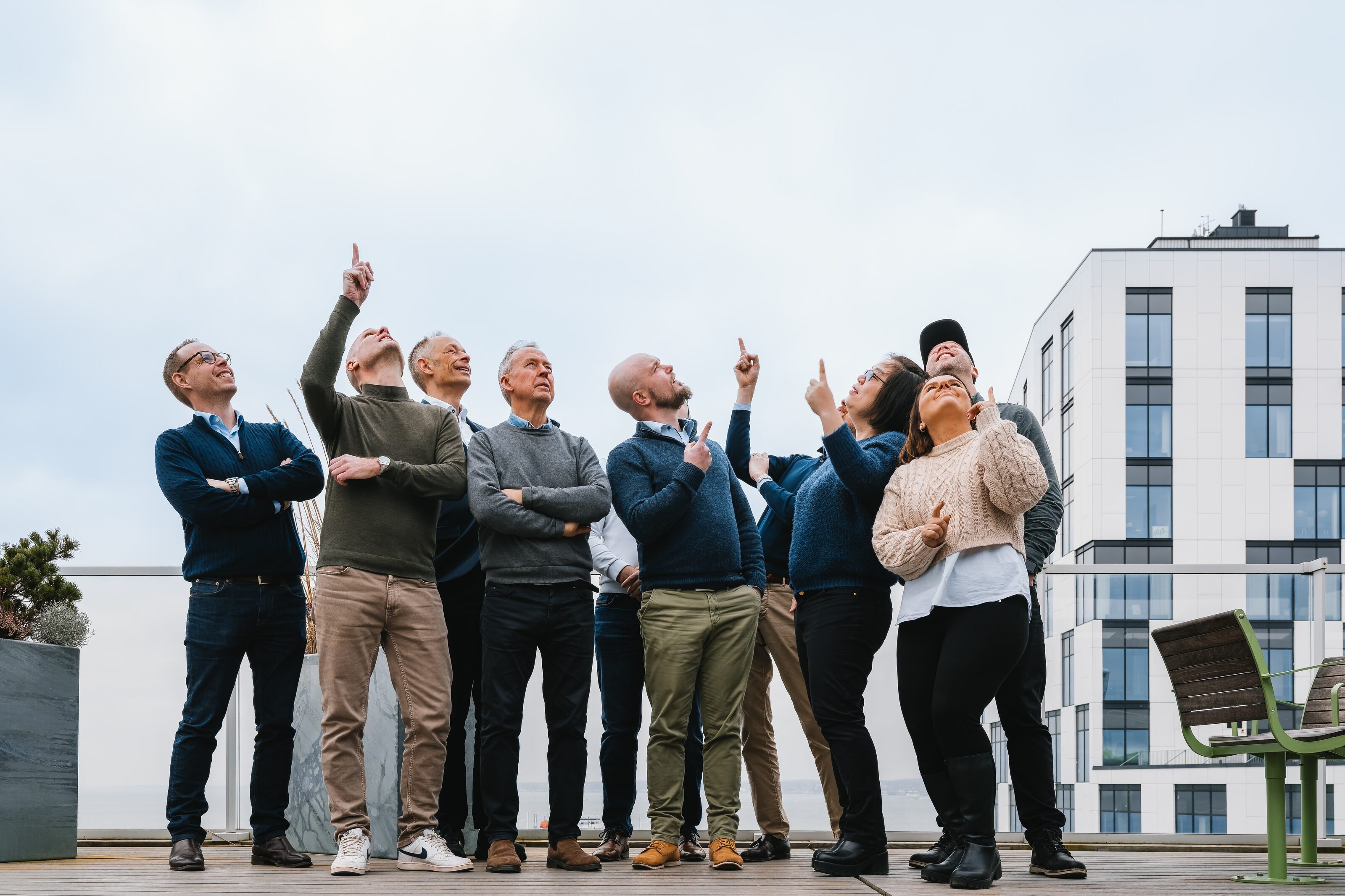 The Wizardworks team on the rooftop in Helsingborg